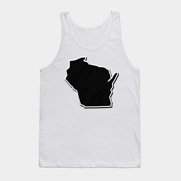 Black Wisconsin Outline Tank Top by Mookle